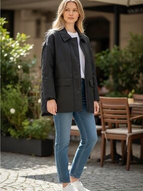 MAX&Co Black Quilted Jacket Coated Coat S NWT $675 (oversized can fit Large)